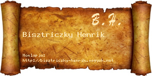Bisztriczky Henrik névjegykártya